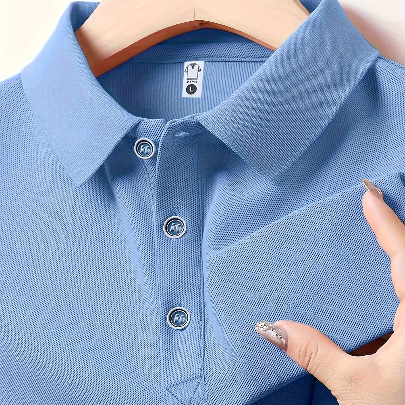 Camisa de punto de poliéster verde de manga corta casual de verano para hombre con detalles de botones