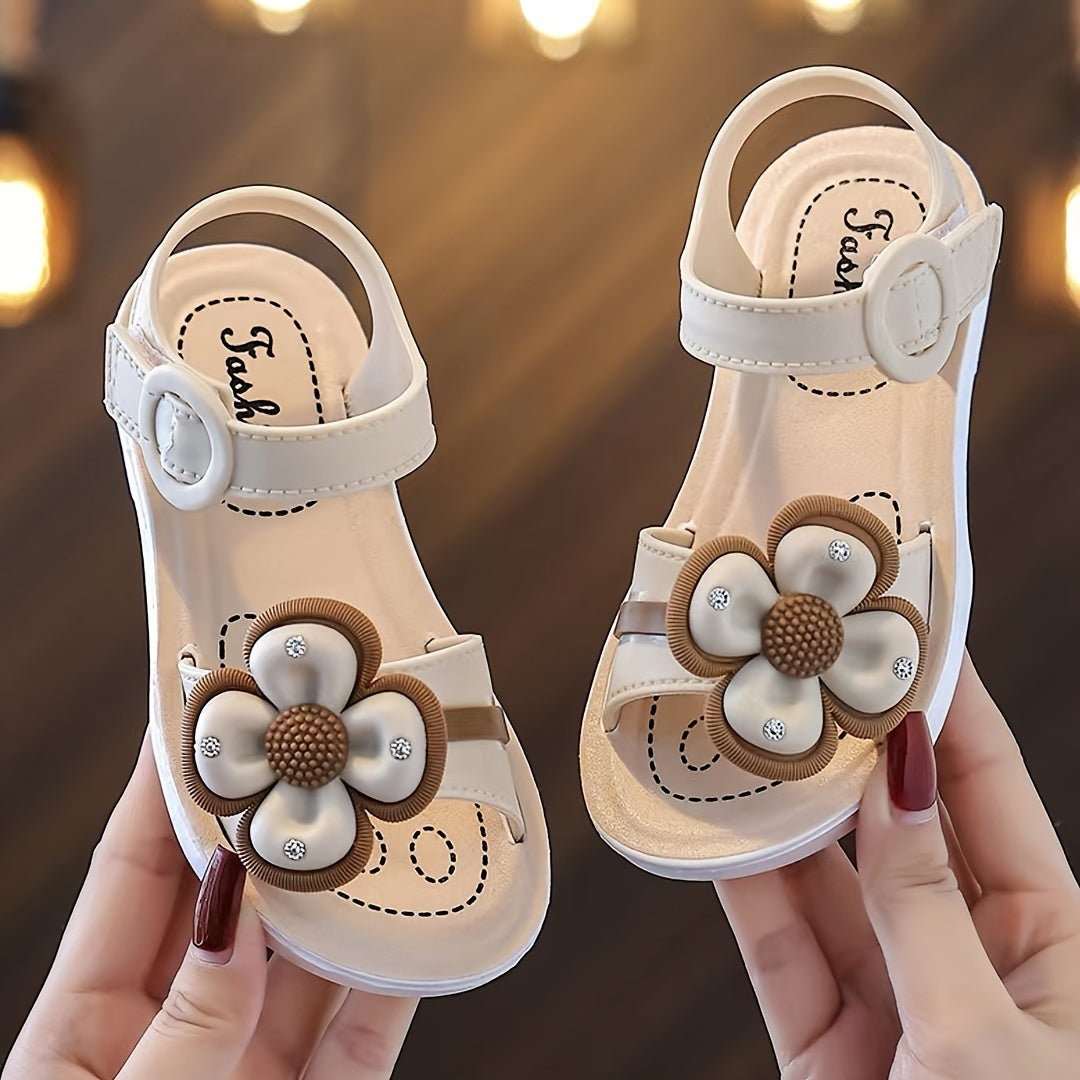 Girls' Floral Sandals for Kids 1-5 Years Non-Slip Soft Sole Summer Beach Shoes