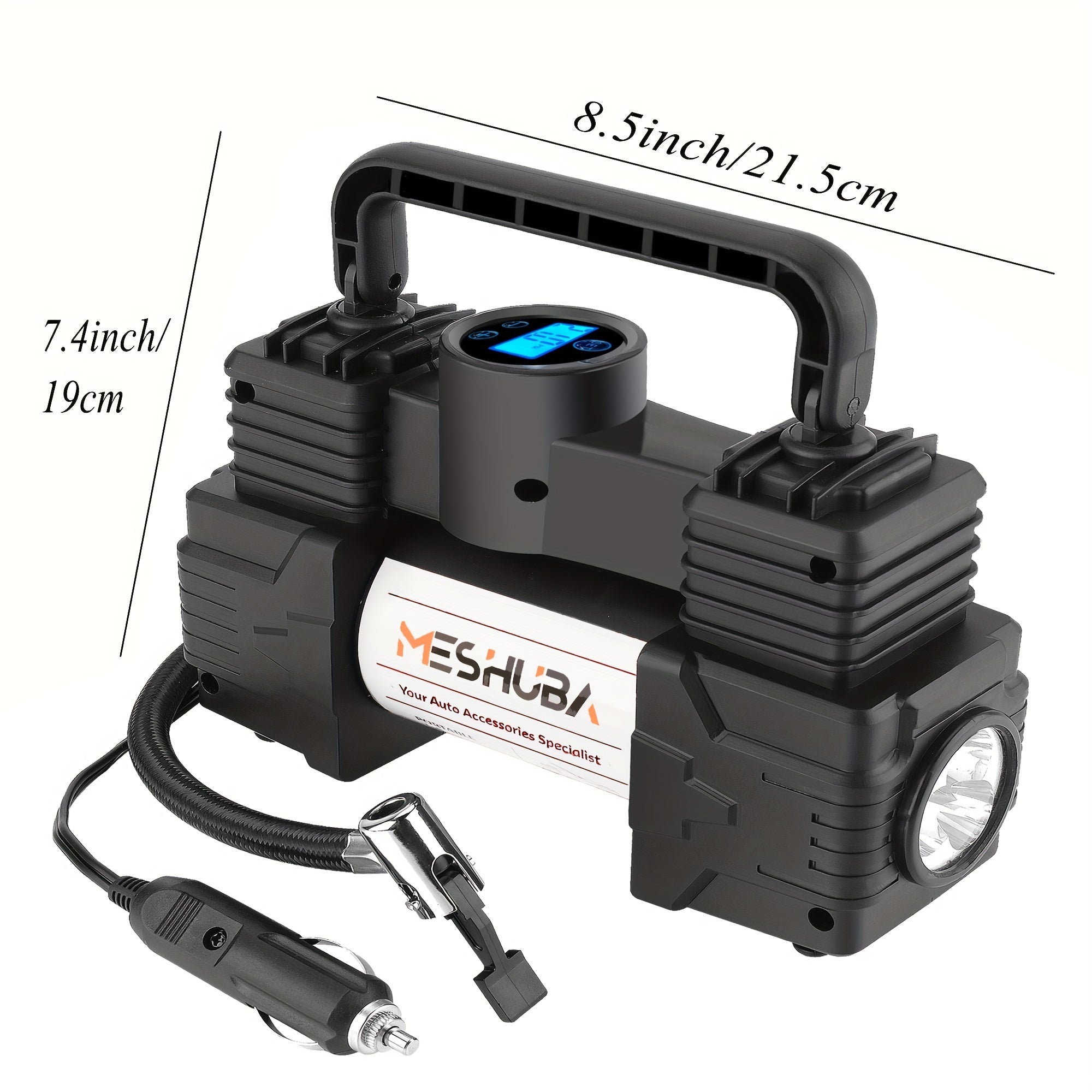 12V Portable Tire Inflator Air Compressor with Digital Gauge LED Light for Car Bike Motorcycle