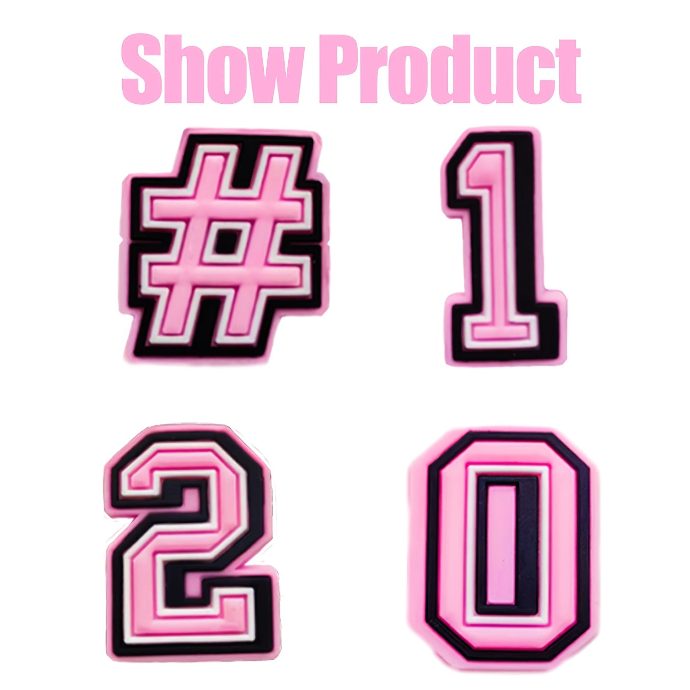 Kids Pink White Number Series Clog Accessories Decorative Numbers