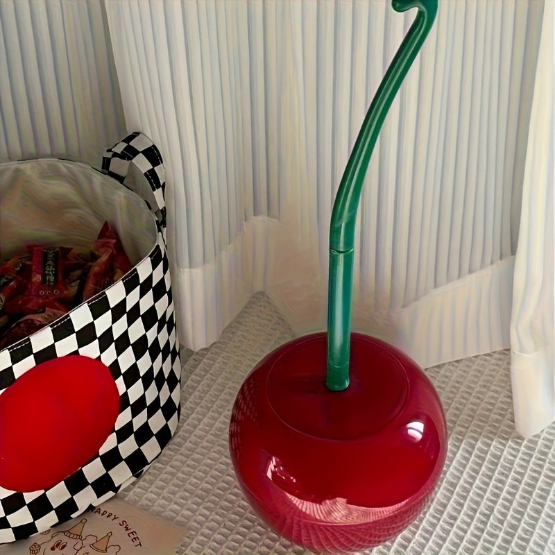 Cherry Toilet Brush with Long Handle and Soft Bristles for Bathroom Cleaning