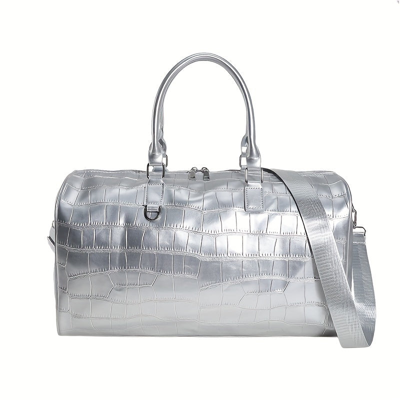 Faux Leather Crocodile Pattern Gym Tote Bag for Travel and Weekend Trips