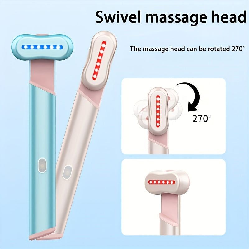 Dispositivo de masaje facial y ocular con cabeza giratoria de 270°, recargable, alimentado por USB