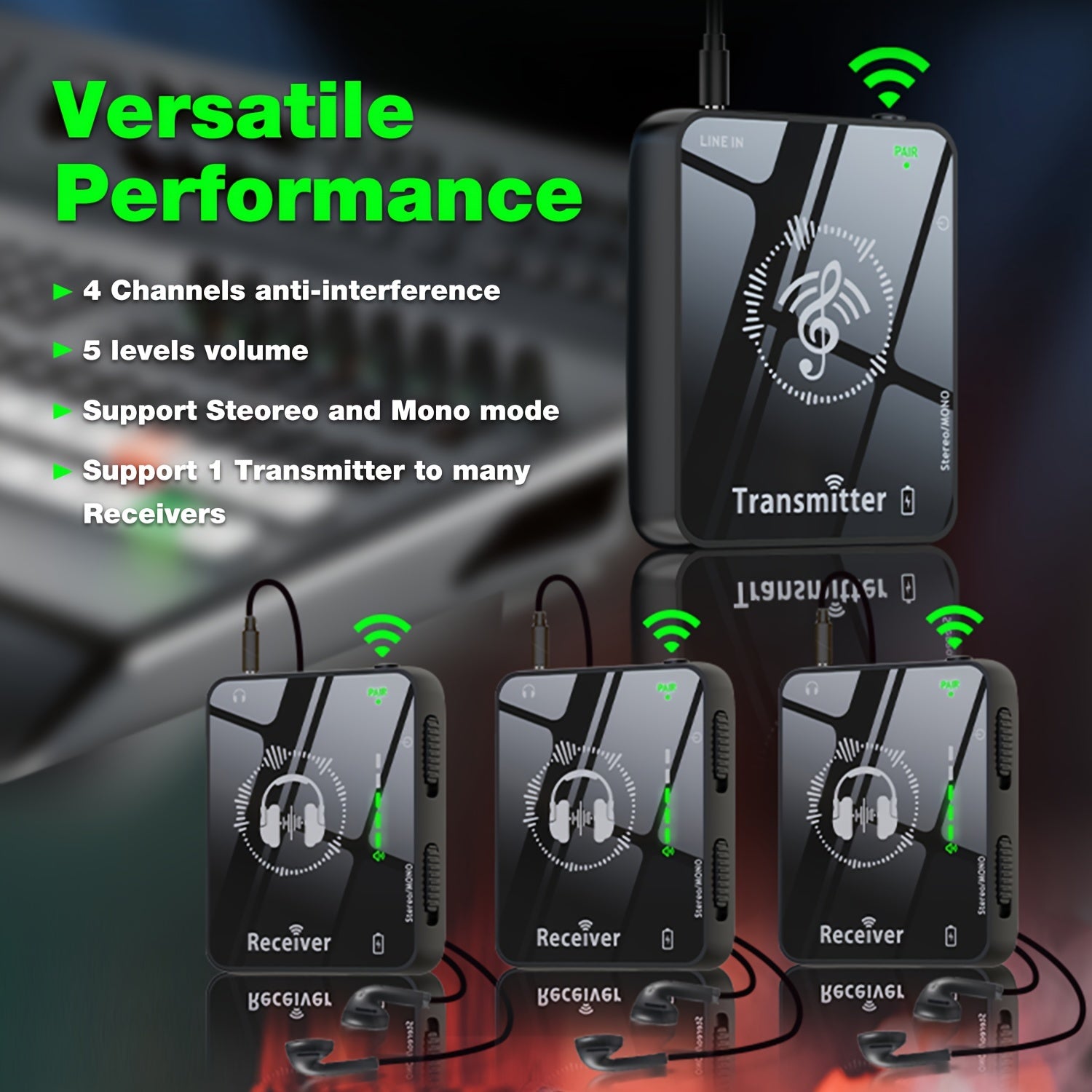 Беспроводная внутрьушная система мониторинга на 2,4 ГГц, без потерь, радиус действия 30 м, перезаряжаемая