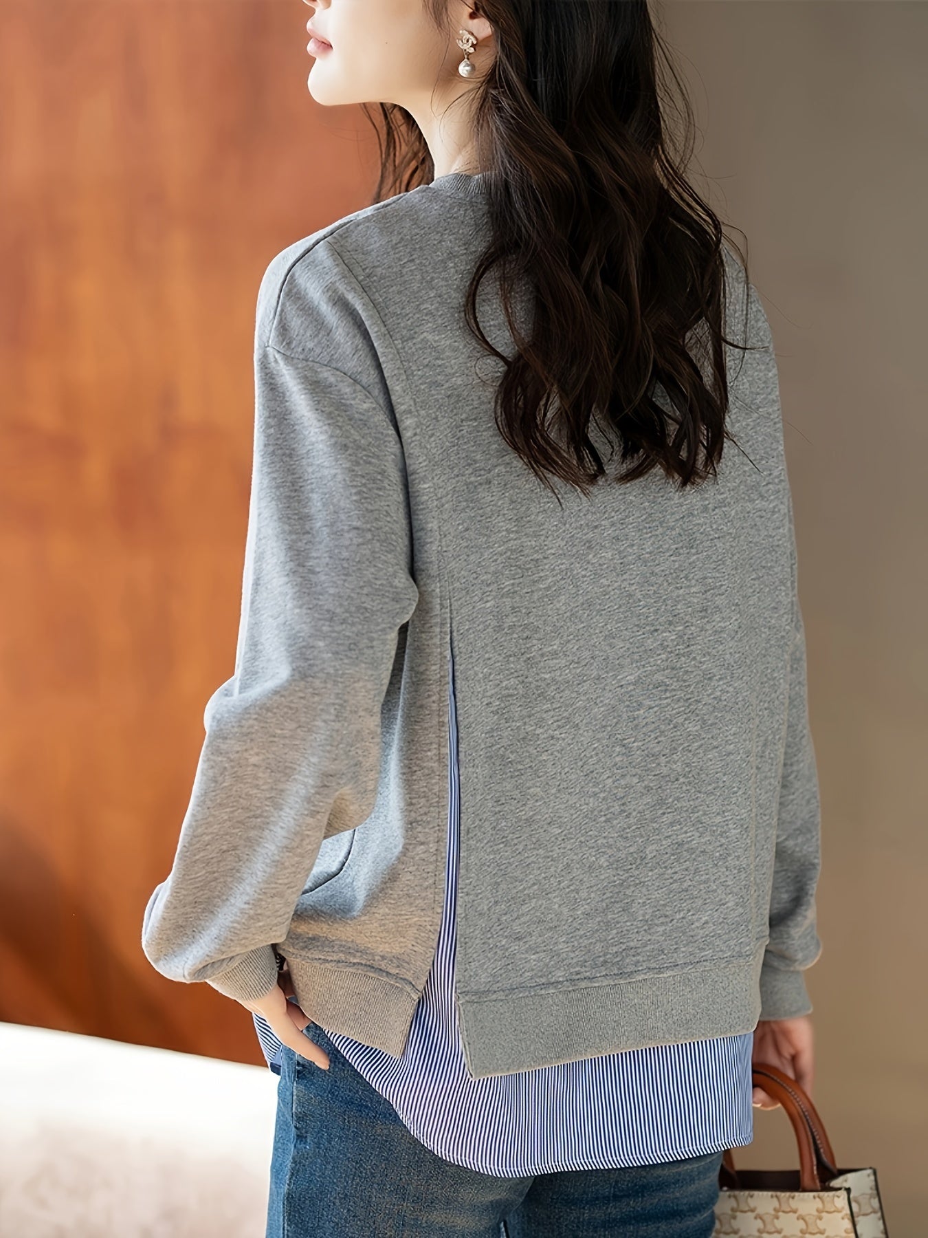 Women's Gray Sweatshirt with "Have a Good Day" Print, Casual Fit