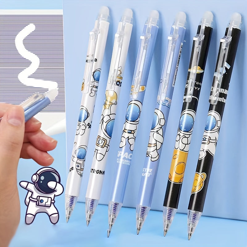6 Pack 0.5mm Erasable Gel Rollerball Pens with Erasers for School Office