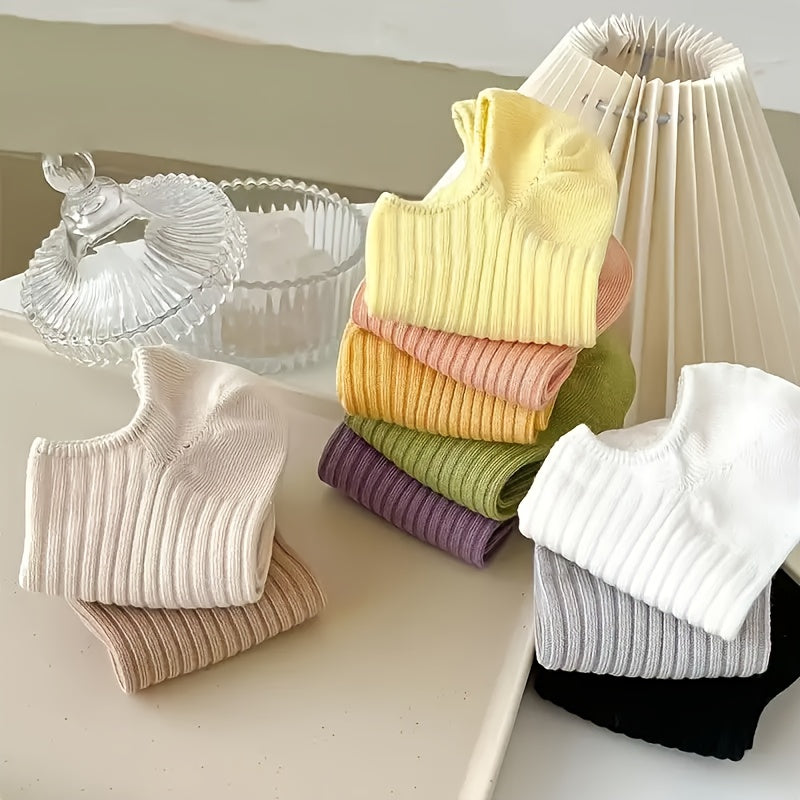 Women's Cotton Blend Invisible Boat Socks Set of 4 in Candy Colors