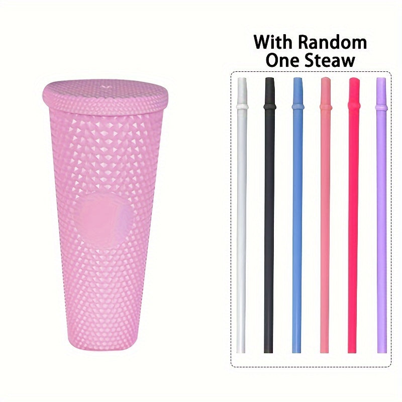 3 бутылки для воды с соломкой Durian Texture, многоразовые - двойной слой пластика, без BPA, пастельный розовый и голубой, 450 мл/700 мл/1100 мл для путешествий, фитнеса, кемпинга и повседневного использования