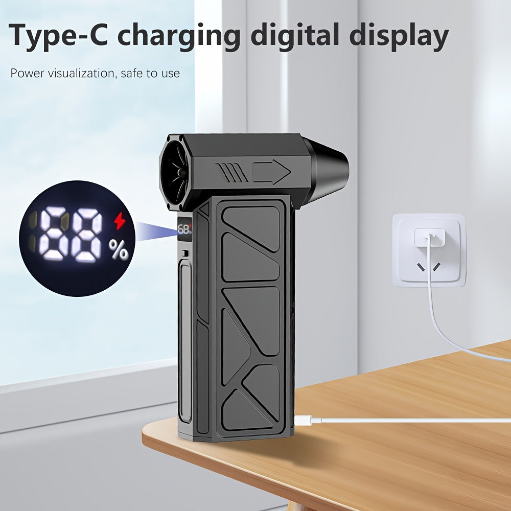 Handheld High-Speed Turbo Fan with Digital Display USB Rechargeable Battery for Camping Outdoor Activities