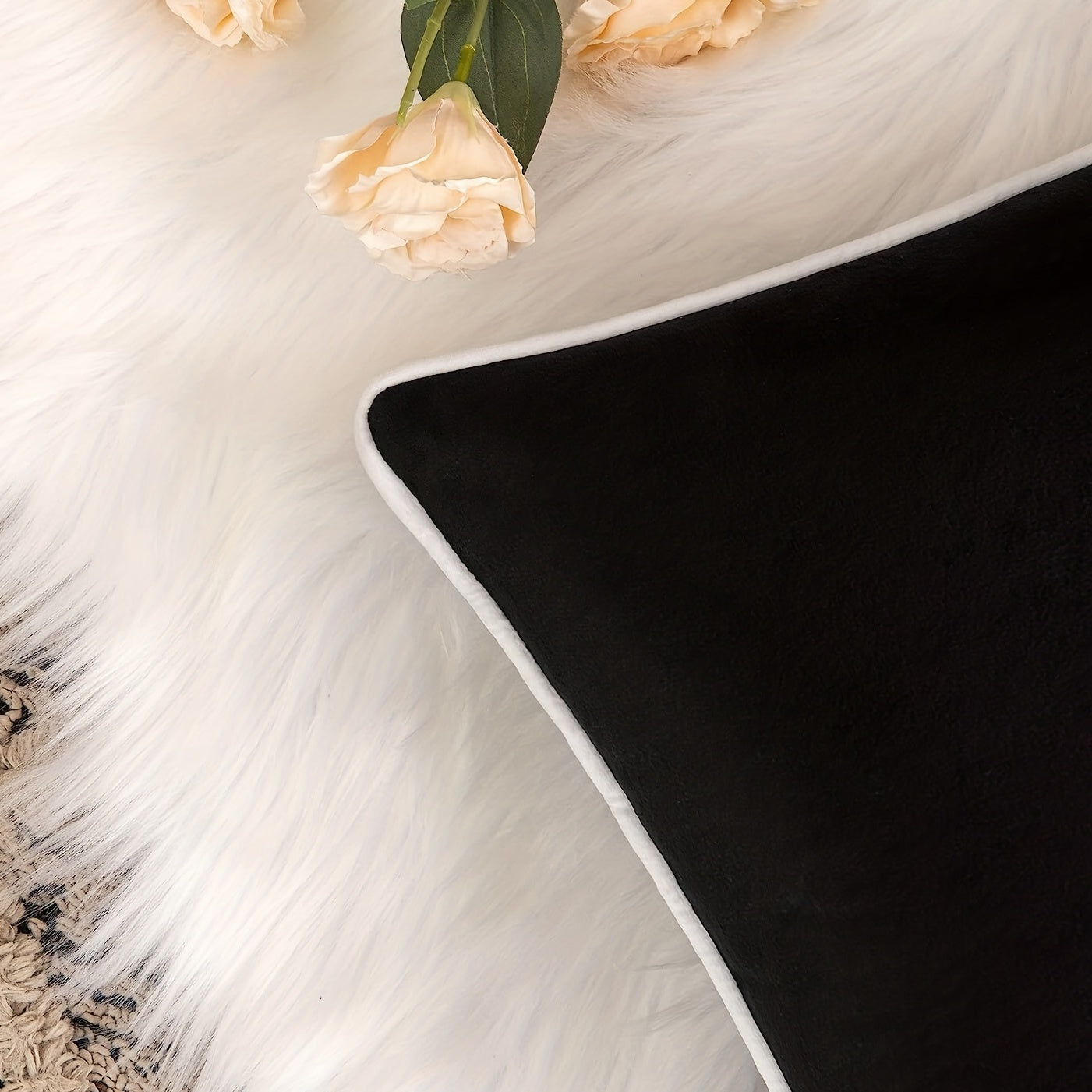 Black Square and Rectangle Pillowcase Solid Color Fabric for Living Room or Bedroom