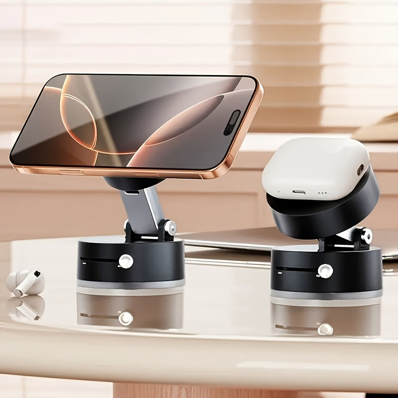 Foldable 360-Degree Double-Sided Magnetic Phone Holder with Suction for One-Hand Use