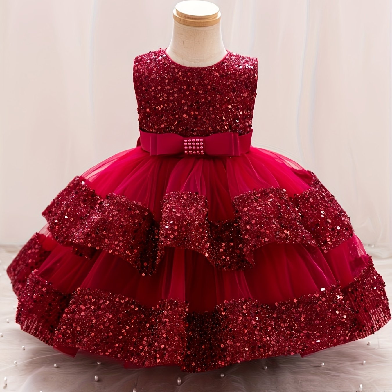 Girls Summer Formal Sequin Princess Skirt Dress for One-Year-Old Baby