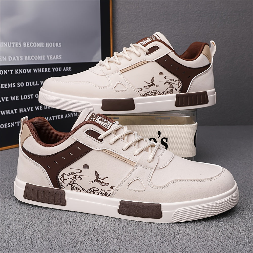 Men's Summer 2024 Breathable Dragon Design Sneakers Black Beige Rubber Sole