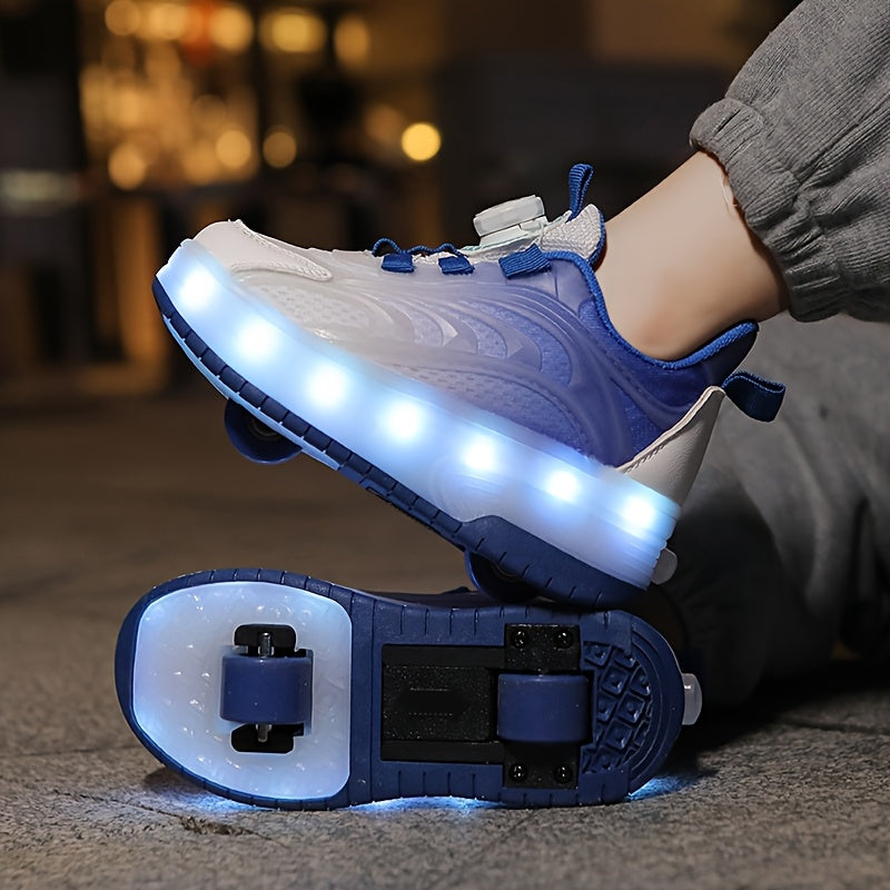 Kids LED Roller Skates with USB Rechargeable Battery Lightweight Durable Outdoor Sports