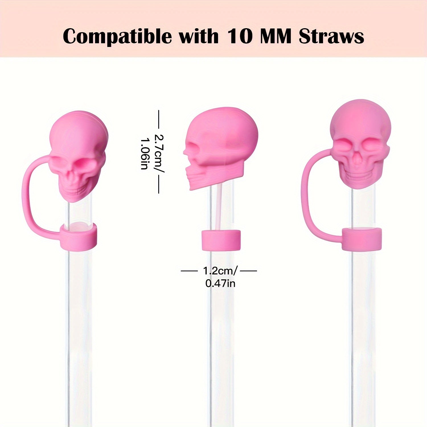Silicone Skull Straw Caps Set for 10mm Cups Dustproof Reusable Halloween Christmas