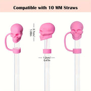 Silicone Skull Straw Caps Set for 10mm Cups Dustproof Reusable Halloween Christmas