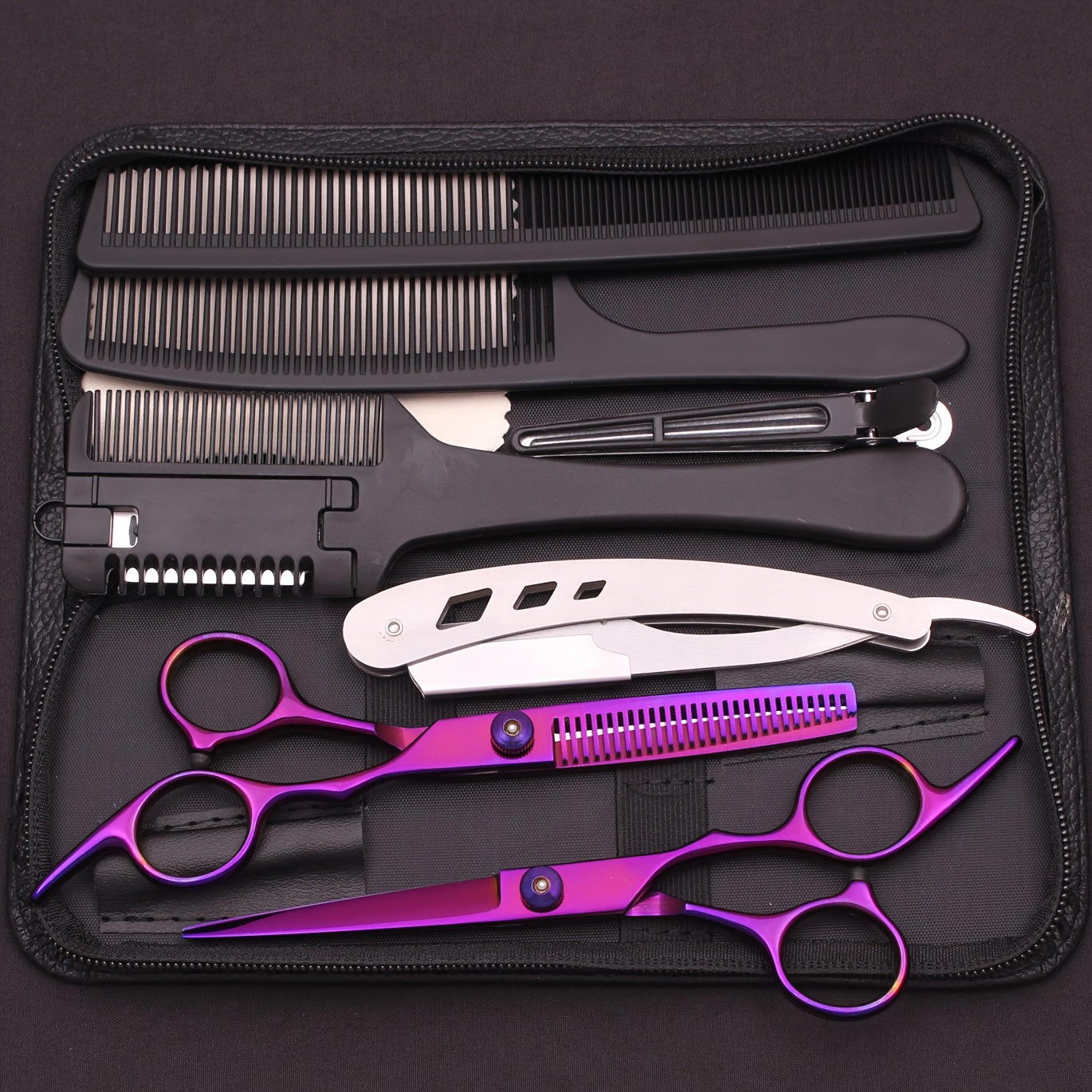 Unisex Hair Cutting Scissors Set with Thinning Shears and Comb for Stylists