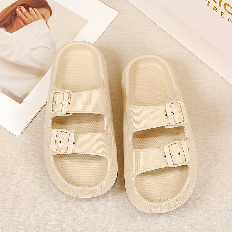 Unisex EVA Pillow Slides Beige Textured Indoor Outdoor Slip-On Sandals
