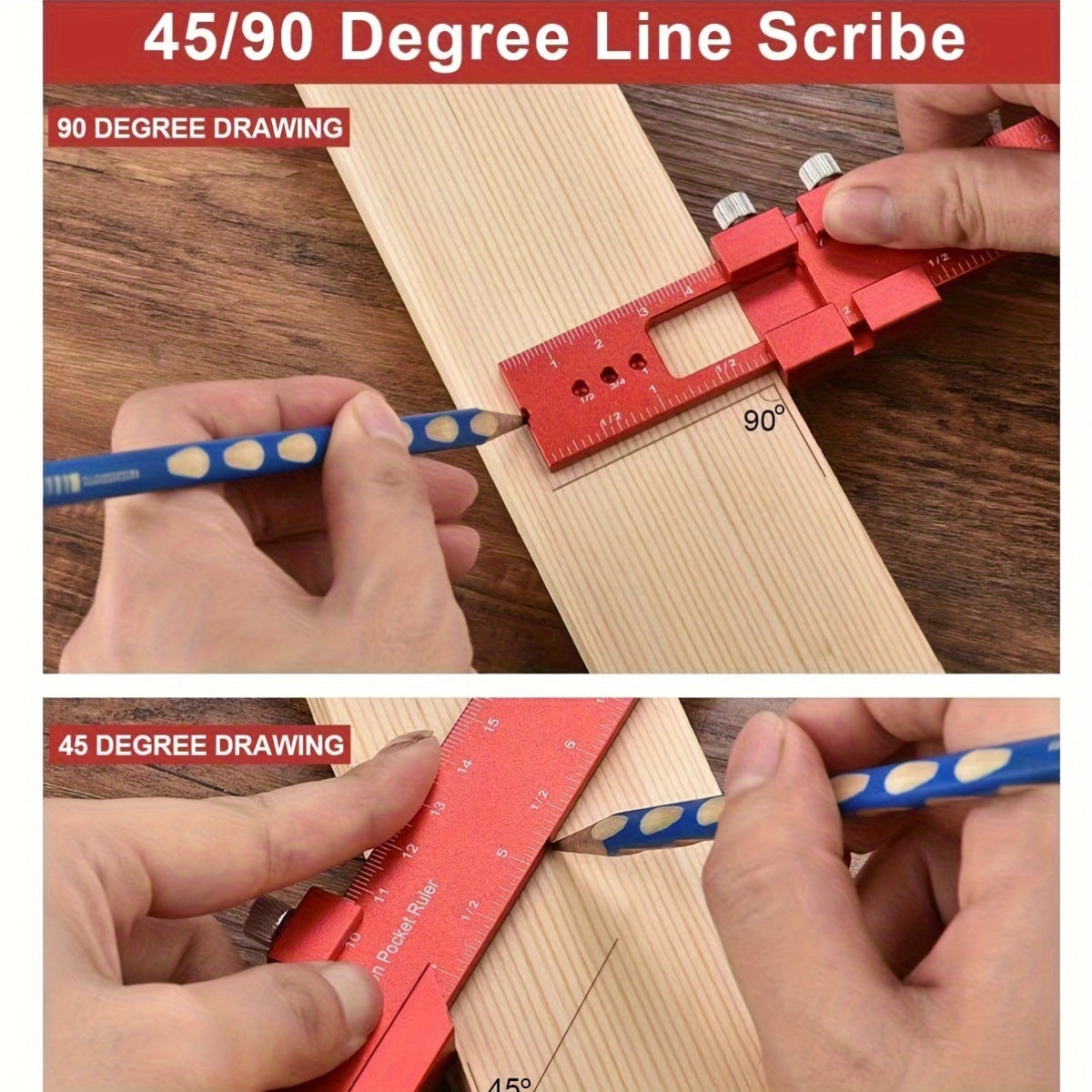 Regla de bolsillo en aluminio en forma de T para carpintería y manualidades