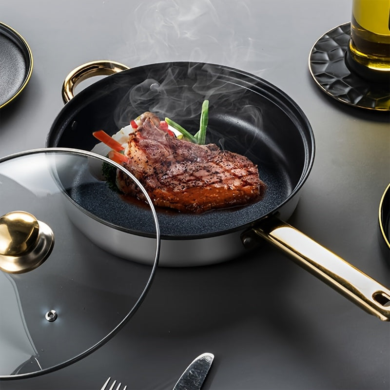 Stainless Steel Cookware Set 12-Piece Non-Stick Pots Pans Induction Glass Lid