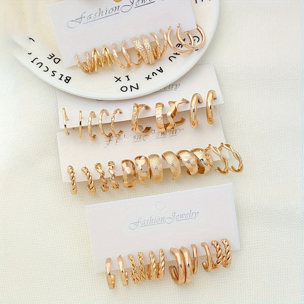 Vintage uslubidagi nafis temir zargarlik to'plami, 24 juft kichik halqa bilakuzuklari, ayollarning kundalik quloq bezaklari uchun mukammal sovg'a.