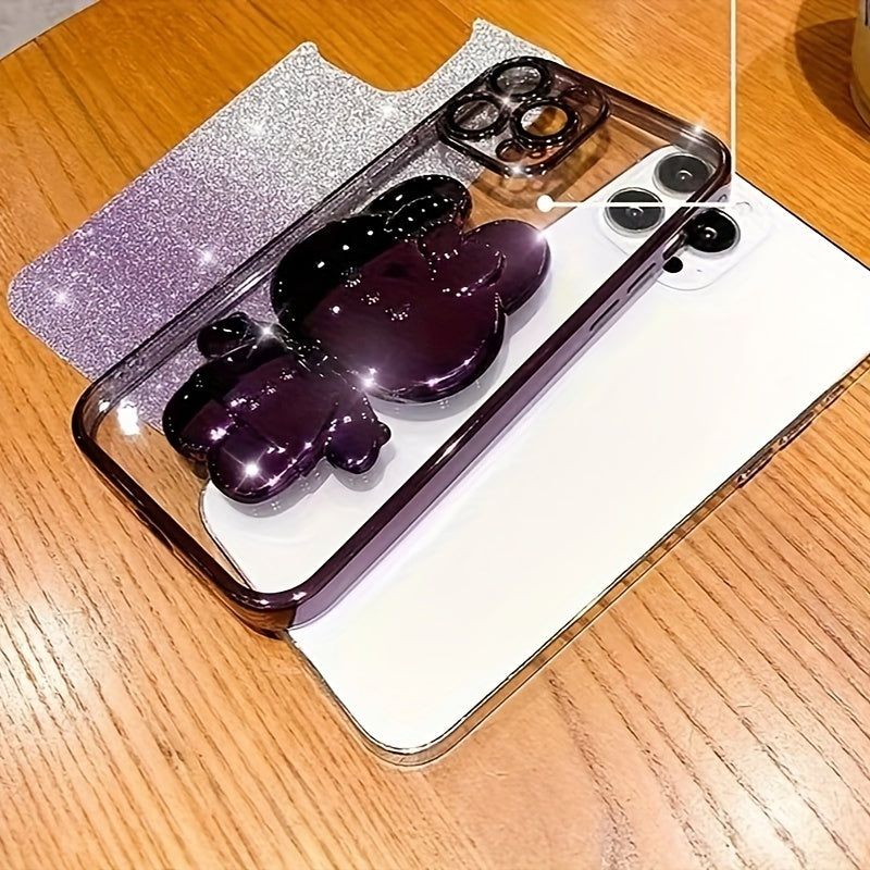 Luxury Gradient Glitter Rabbit Stand Silicone Phone Case for Samsung A Series