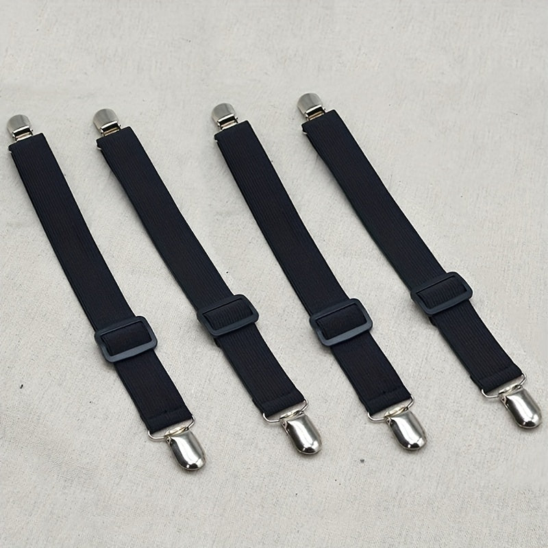 Adjustable Elastic Bed Sheet Clips Set of 4 for Securing Sheets and Mattress Covers