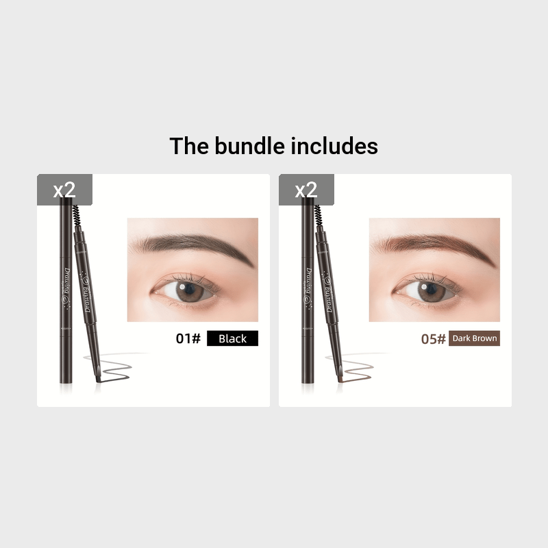 Women Waterproof Natural Makeup Double Head Eyebrow Pencil Multi-Color Long-Lasting