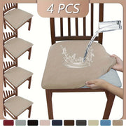 Высокоэластичные чехлы для стульев однотонных цветов, 4 или 6 штук в наборе. Пылезащитные и водоотталкивающие, washable и съемные. Идеально подходят для гостиных, столовых и отелей.