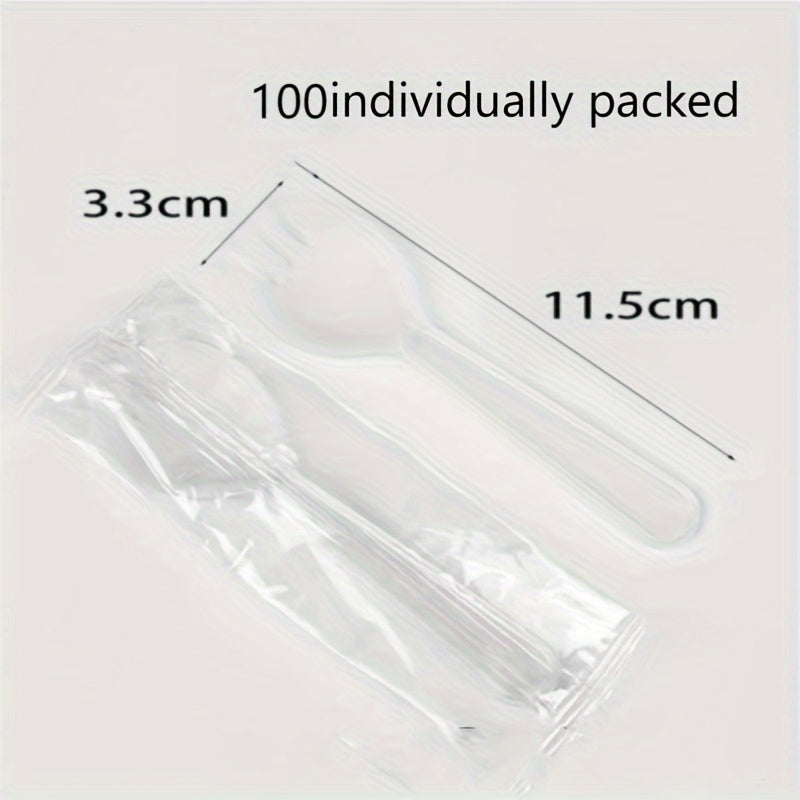 Shirinliklar uchun bir martalik plastmassa qoshiq va vilkalar to'plami, 50 yoki 100 dona