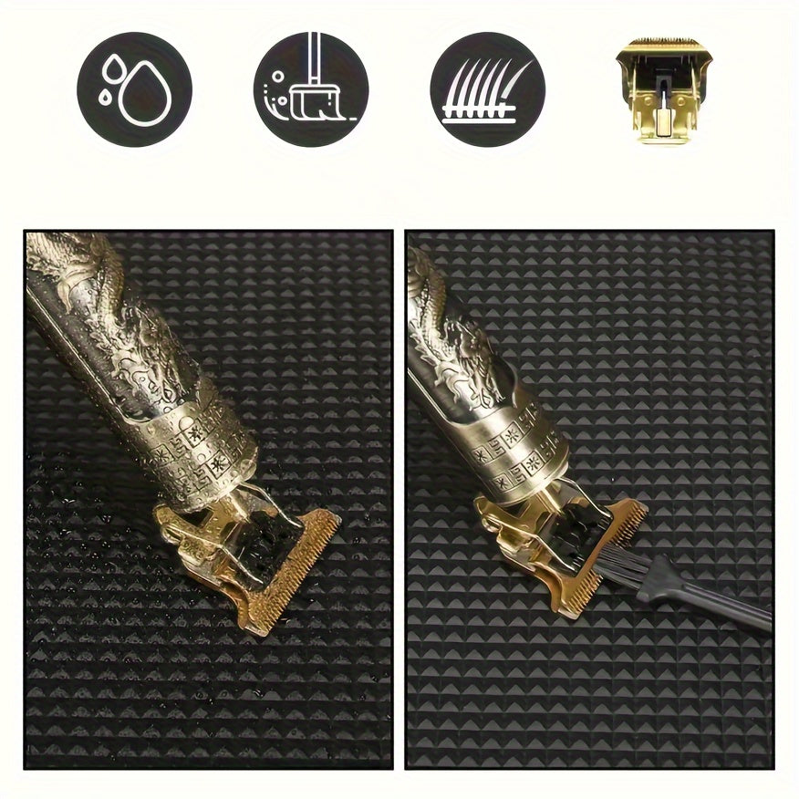 Cortapelos inalámbrico para hombres con pantalla digital, batería de litio recargable por USB, diseño de dragón dorado