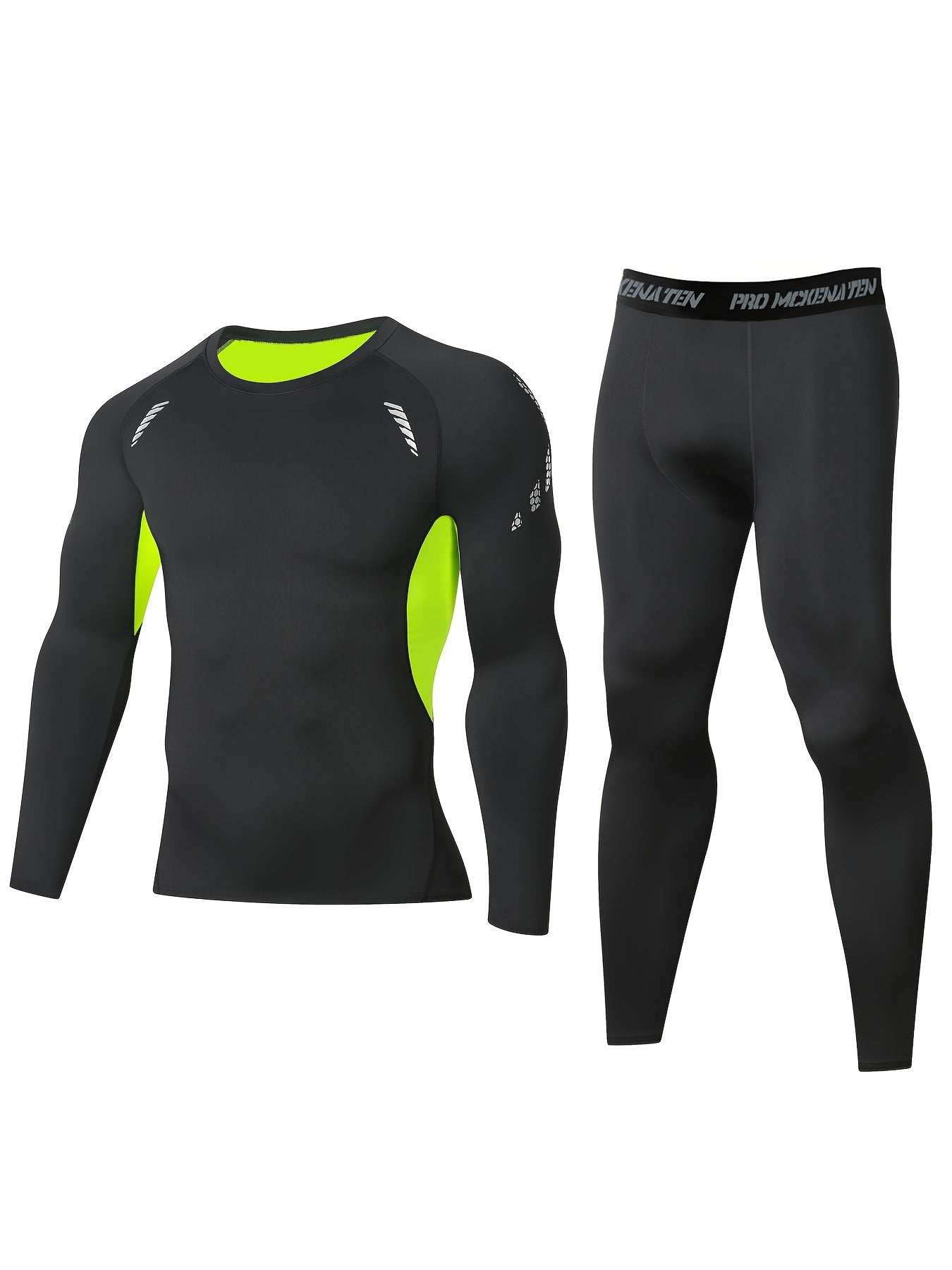 Men's Long Sleeve Sports Set with Compression Pants for Active Wear