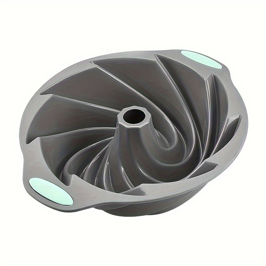 Grey Silicone Bundt Pan 28.45cm Non-Stick Cake Mold Oven Safe Baking Accessory