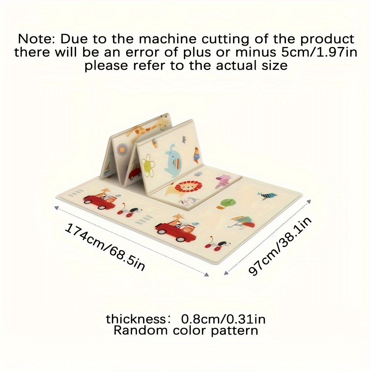 Kichkina o'yin matosi qalin, buklanuvchi, sirpanmaydigan chetlar bilan, ta'limiy dizayn, sariq, chaqaloqlar uchun