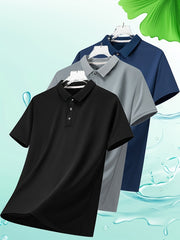 Conjunto de 3 camisas de verano para hombre de manga corta, bloque de color, transpirable, poliéster