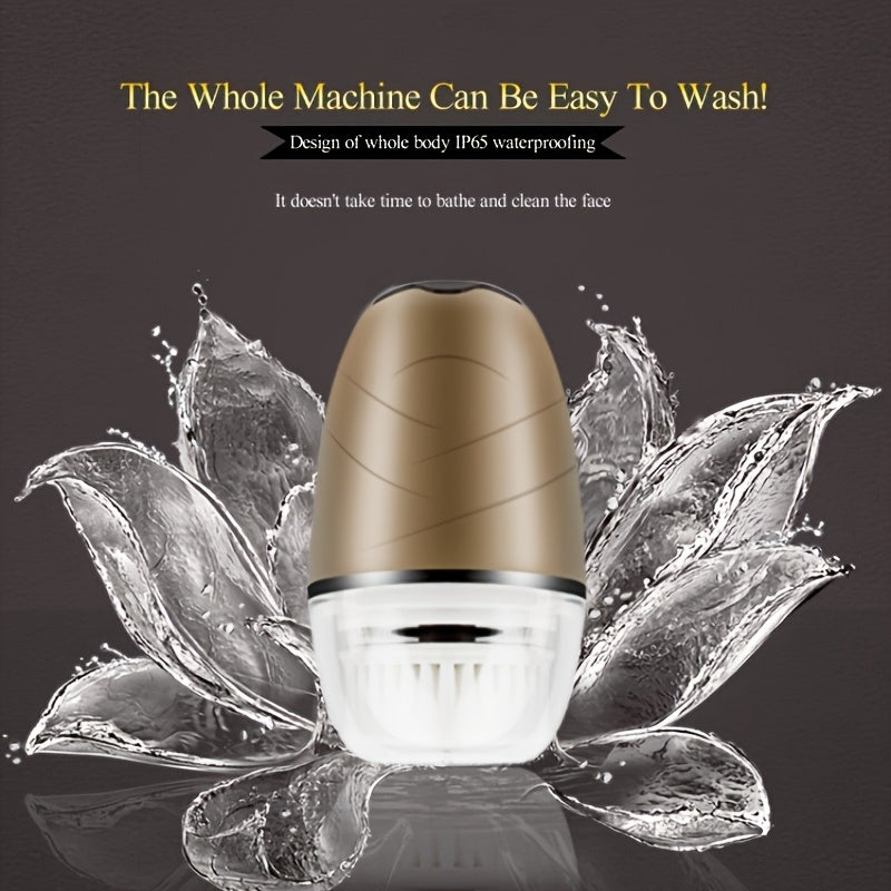 3-Head Electric Facial Cleansing Brush USB Rechargeable Portable Face Wash and Makeup Remover