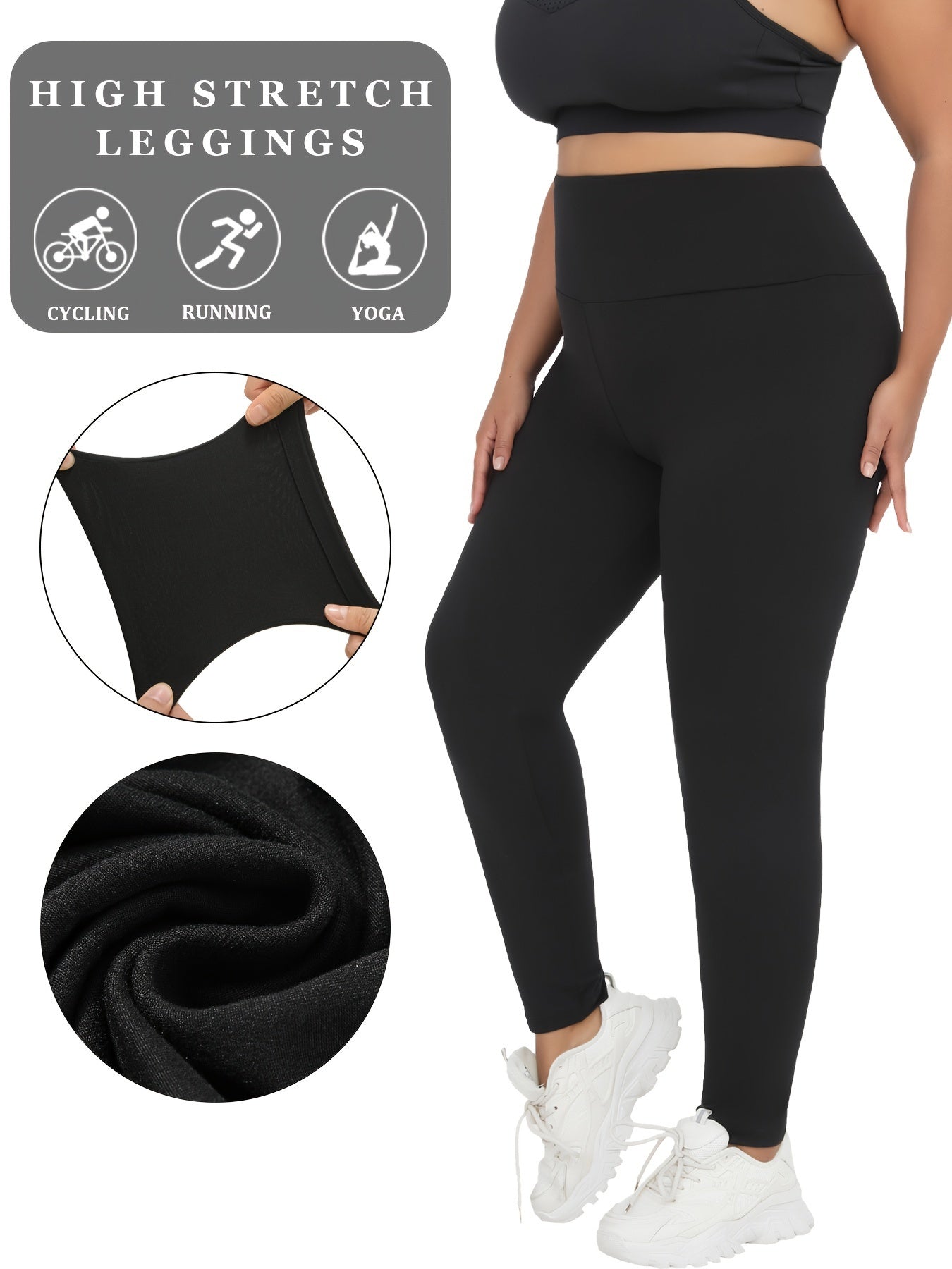 Plus Size High-Waisted Tummy Control Yoga Leggings for Women Blue