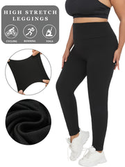 Plus Size High-Waisted Tummy Control Yoga Leggings for Women Blue