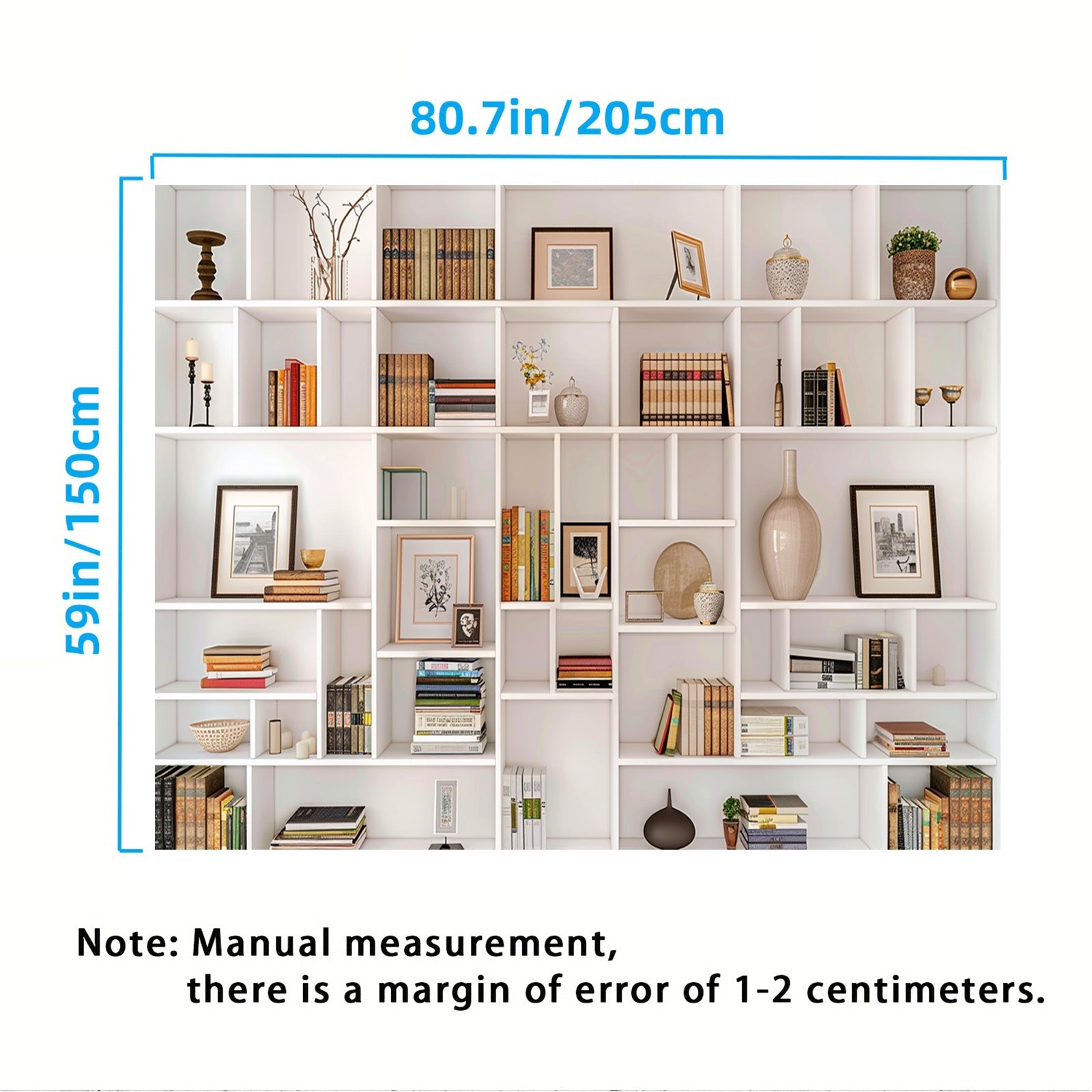 White Bookshelf Backdrop for Office Zoom Calls Parties Polyester No Power