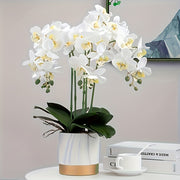 Flor artificial de orquídea blanca de 68.58 cm con tallo largo para decoración en jarrón o mesa