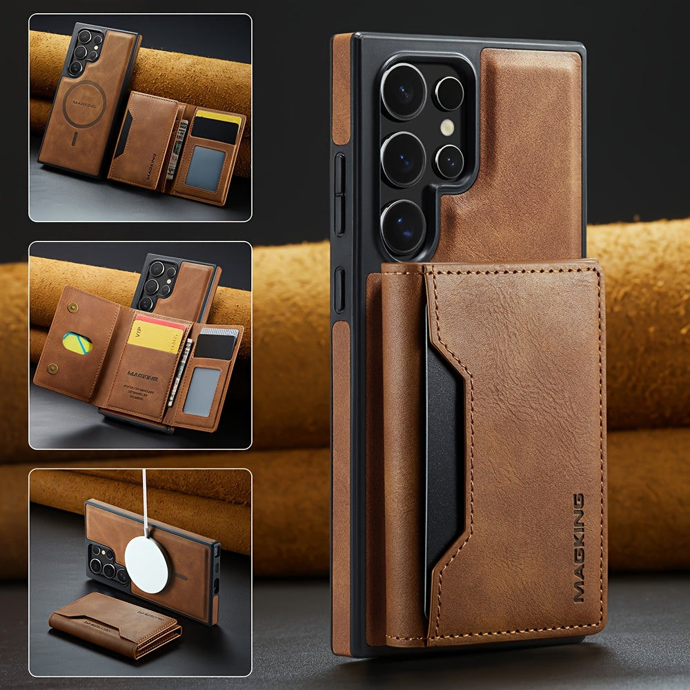 Magnetic RFID Wallet Case for Samsung Phones with Card Slots Shockproof and Wireless Charging Compatibility