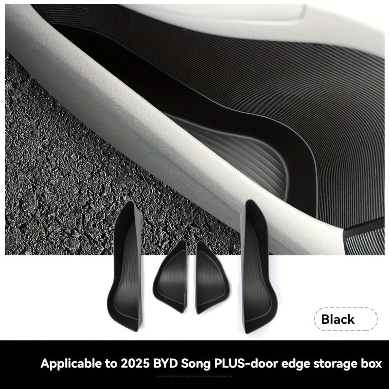 4pcs Black Rubber Door Edge Storage Inserts for Car Door Panel Organizer