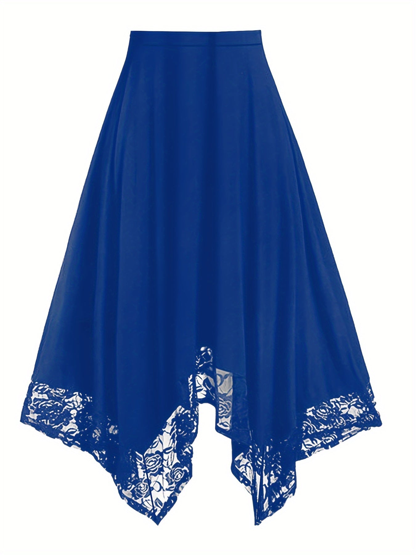 Women's Plus Size Floral Lace Stitching Swing Skirt High Waist Spring Summer