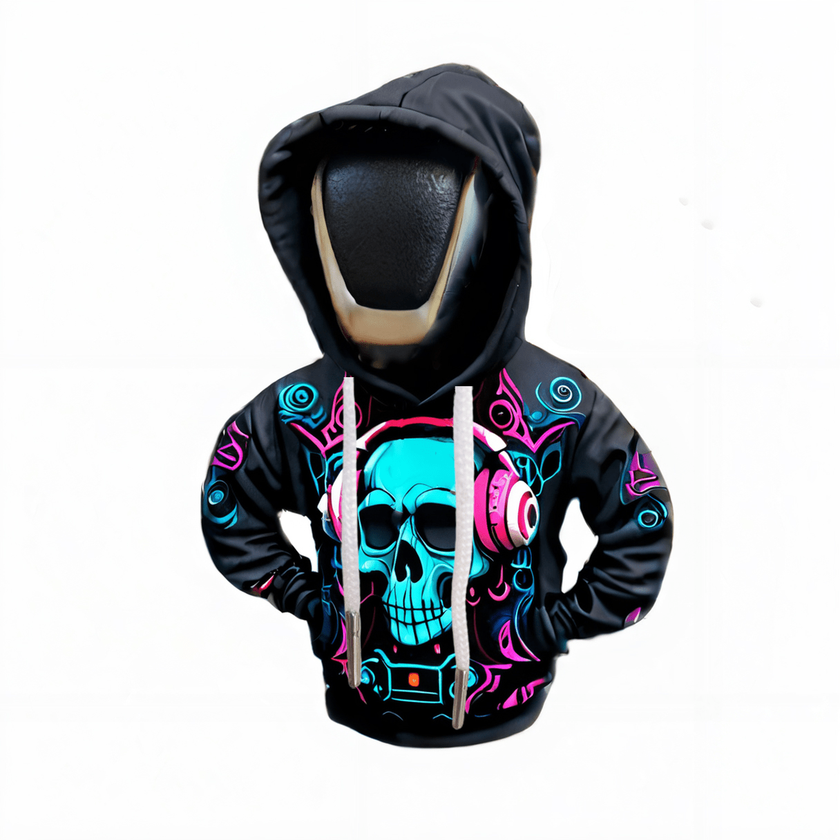 Unisex Polyester Skull Hoodie Car Gear Shift Knob Cover Dustproof Transmission Decor