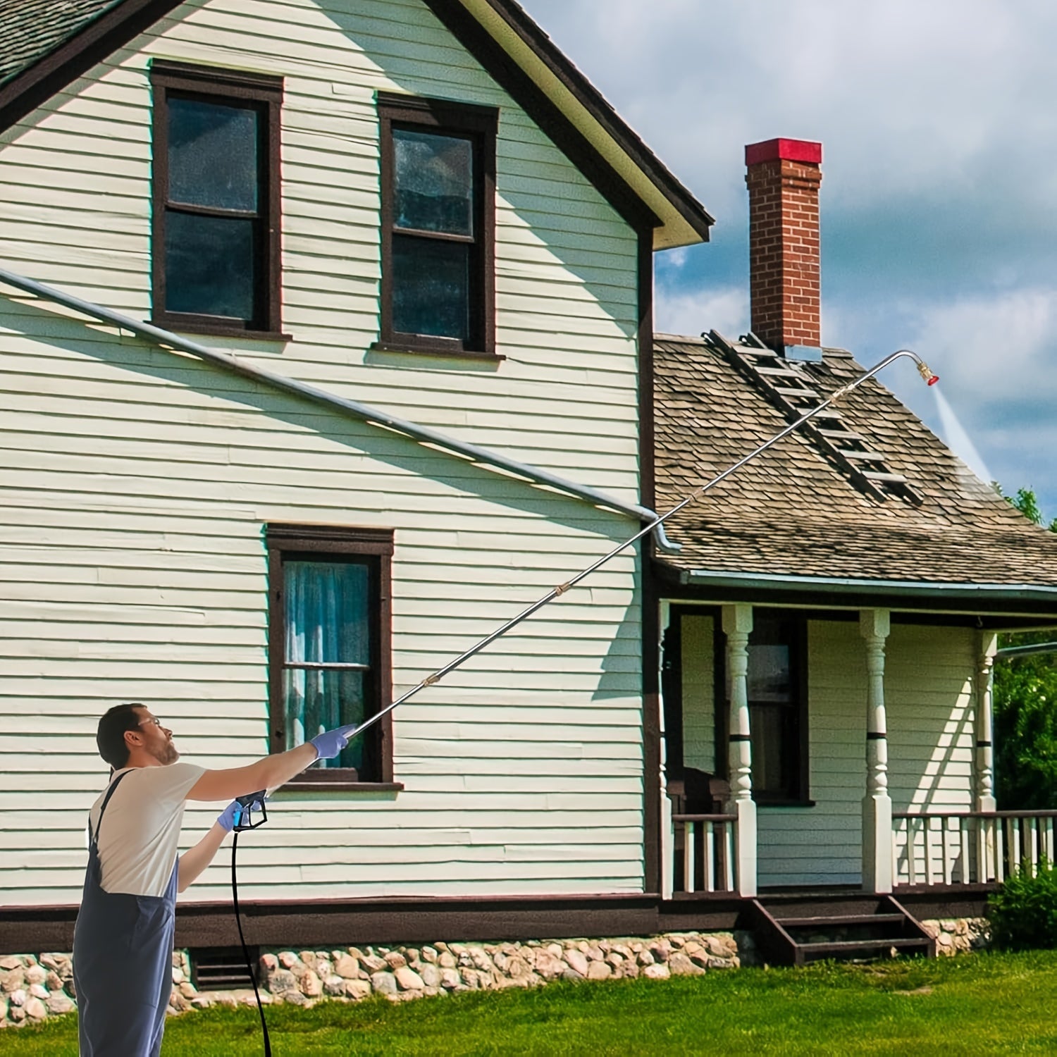 Yuqori bosimli tozalash tayoqchalari to'plami - 10 dona to'plam, mustahkam, tez ulanishlar bilan. 6 ta sozlanadigan nozzle va 4000 PSI quvvatni o'z ichiga oladi. Tomlar, devorlar va drenaj kanallarini tozalash uchun ideal.
