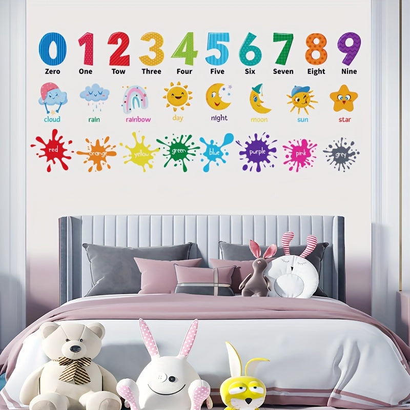 Colorful Educational Alphabet and Weather Wall Stickers for Classroom Bedroom Game Room