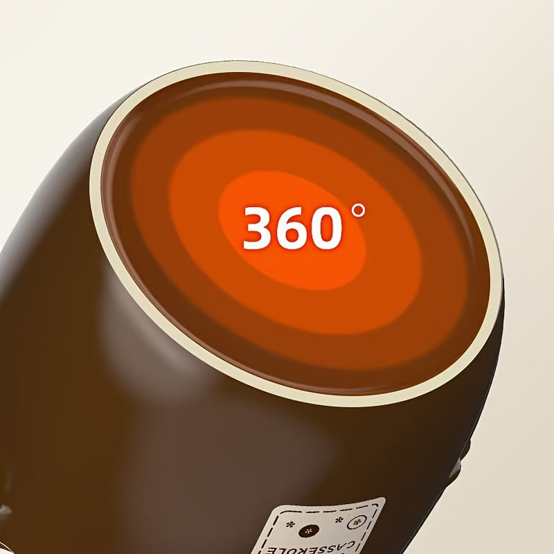 Olla de cerámica marrón de 4600ml con diseño reforzado, compatible con inducción, utensilios de cocina