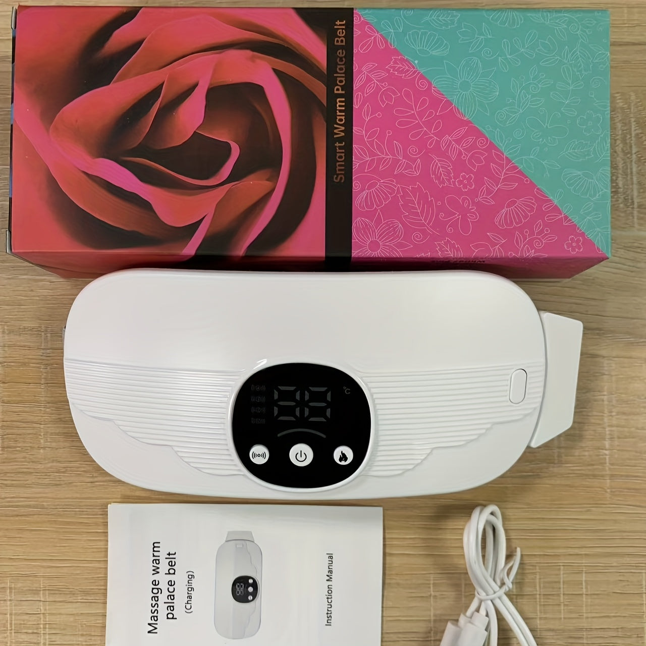 Rechargeable Waist Belt for Women and Girls with Warmth and Vibration Massage Settings