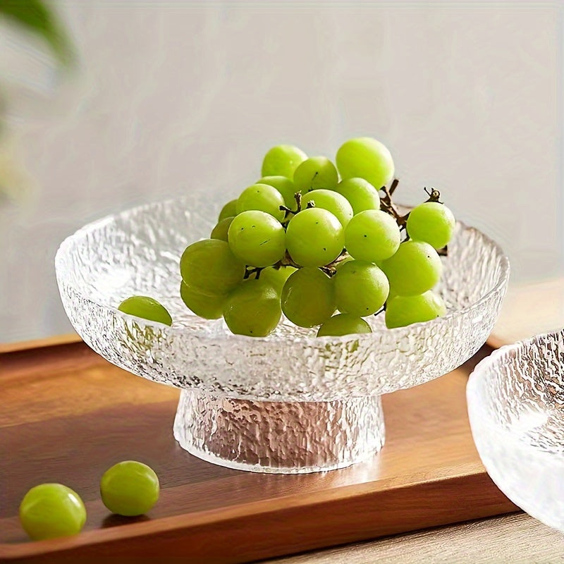Textured Glass Fruit Bowl for Living Room Snacks Candy and Desserts
