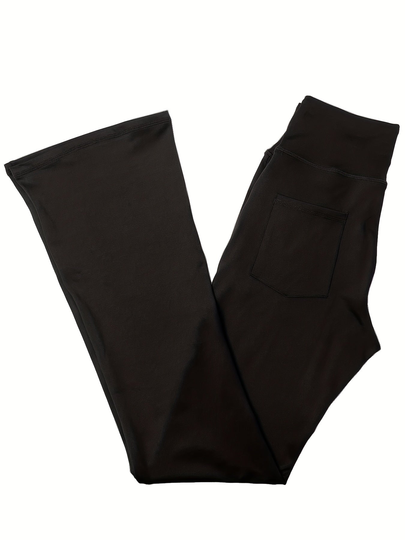 Women's High-Waisted Yoga Pants Flared Leggings with Pockets, Quick-Dry Stretch Fabric